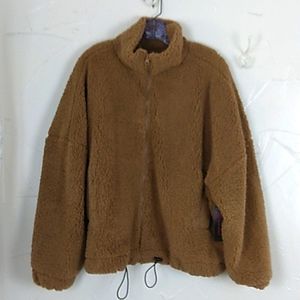 Boxy Teddy Bear Sherpa Cropped Full Zip Jacket Size 3X ‎ No Boundaries